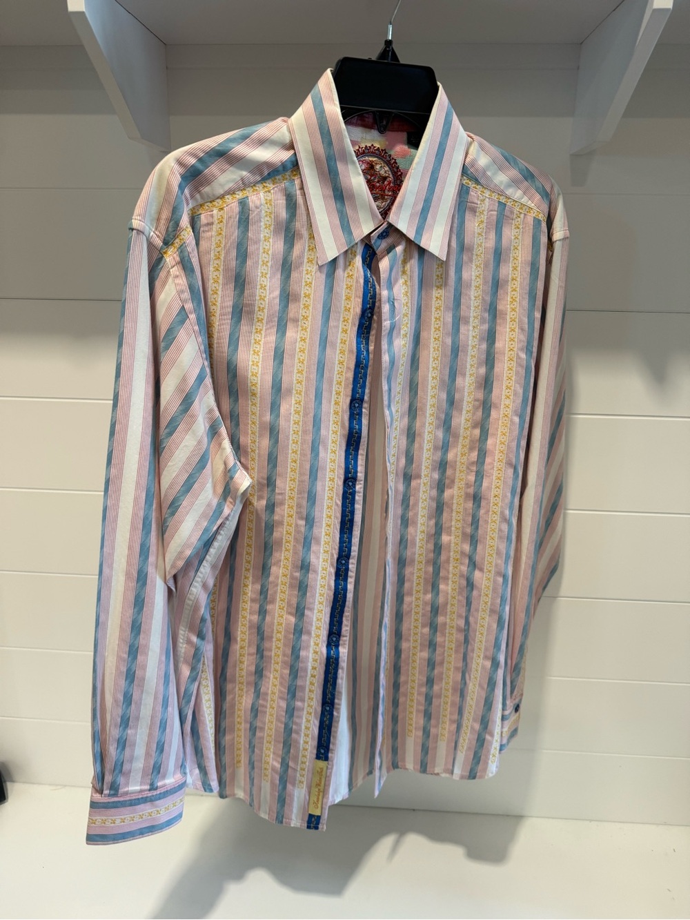 Robert Graham Pink, Blue & Cream Striped Button-Down Shirt